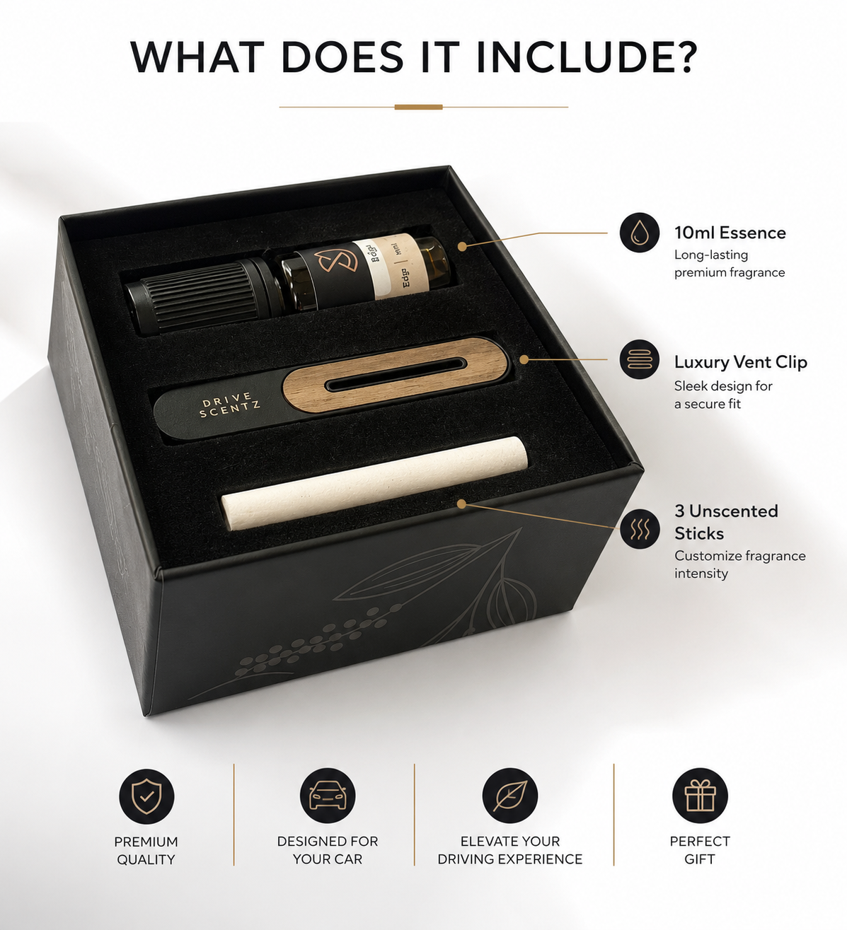 Edge - Luxury Wooden & Metal Car Air Freshener