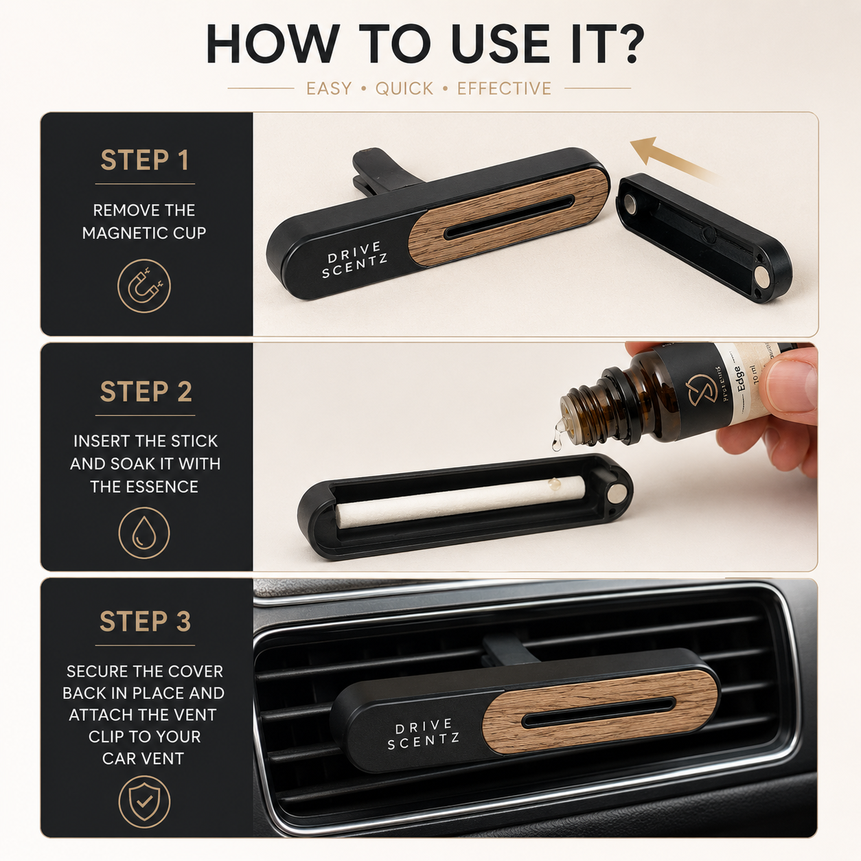 Edge - Luxury Wooden & Metal Car Air Freshener