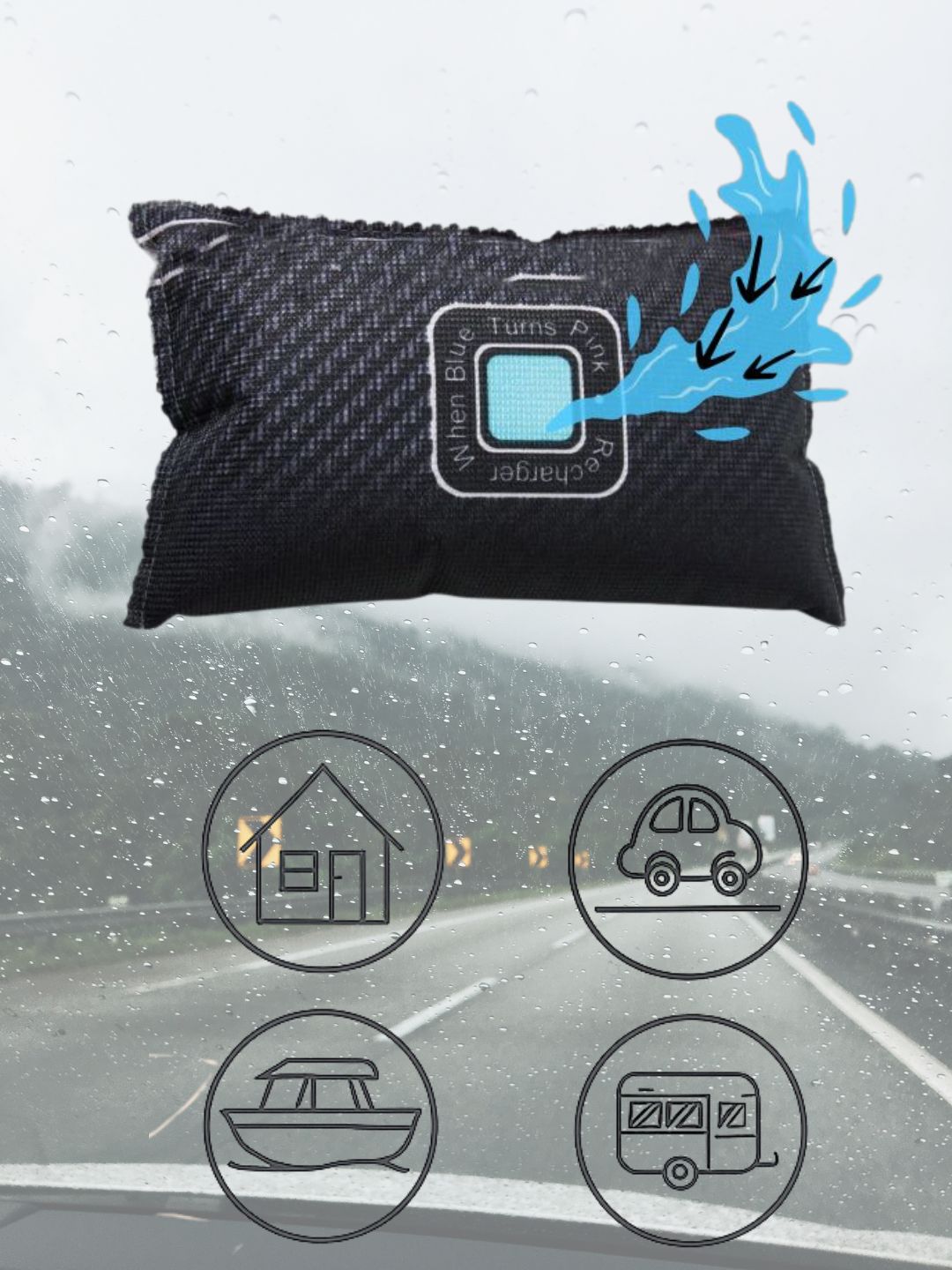 Reusable Car & Home Dehumidifier Bag – 300g Moisture Absorber with Colour Indicator