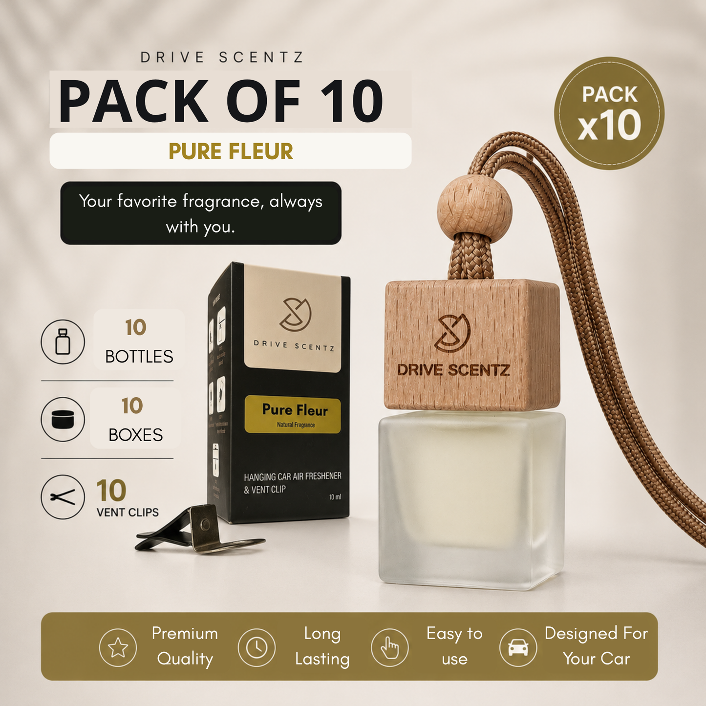 Pure Fleur - Car Diffuser Set Fragrance - Pack x 10
