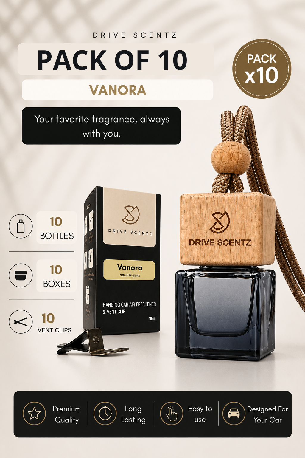 Vanora - Car Diffuser Set Fragrance - Pack x 10