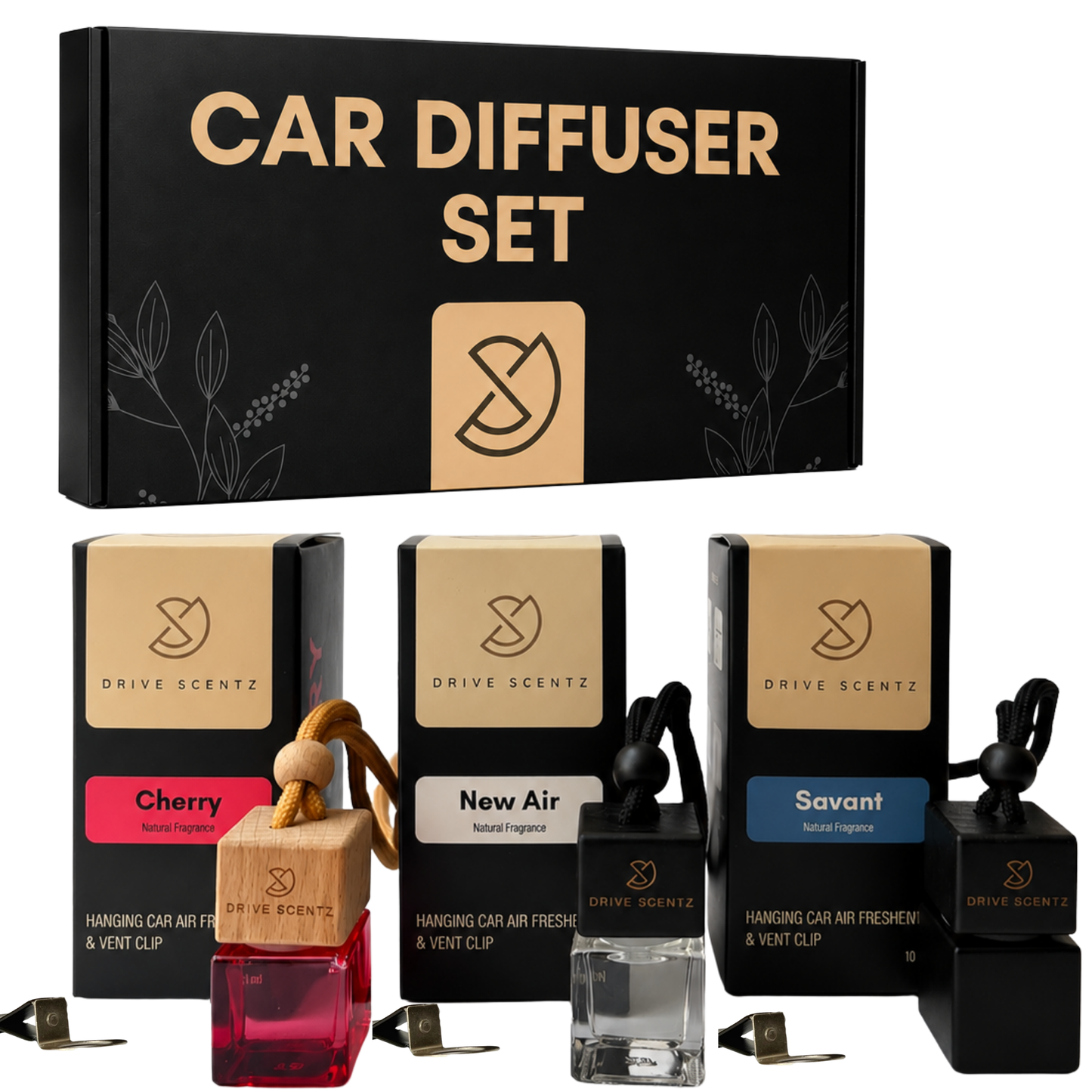 Cherry, New Air & Savant - Car Diffuser Set Fragance - Pack x 3