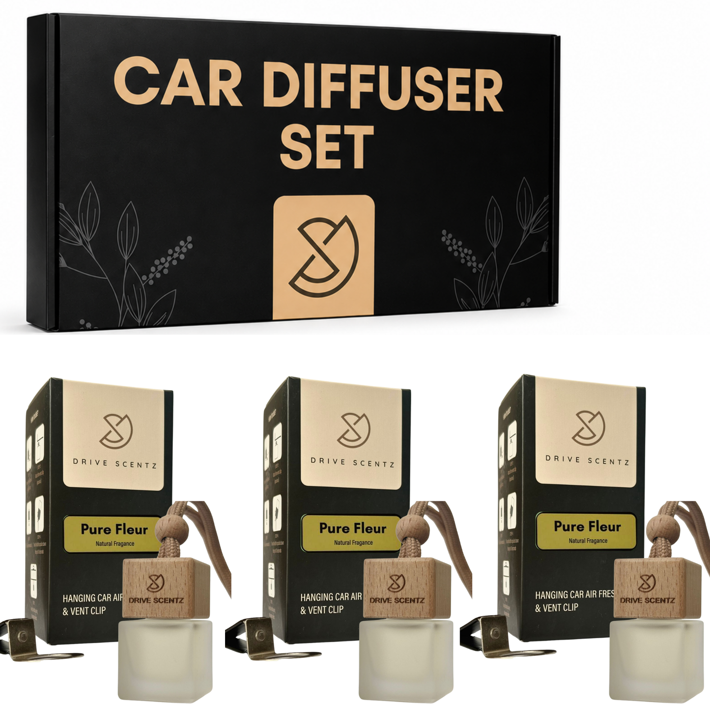 Pure Fleur - Car Diffuser Set Fragance - Pack x 3