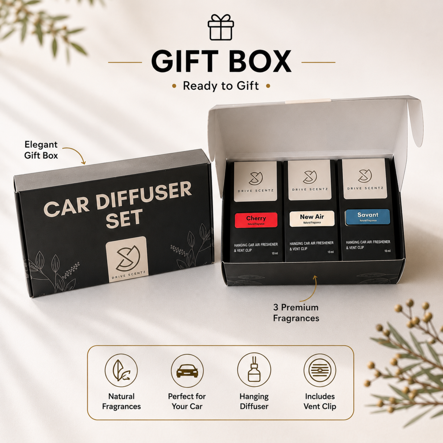 Cherry, New Air & Savant - Car Diffuser Set Fragance - Pack x 3