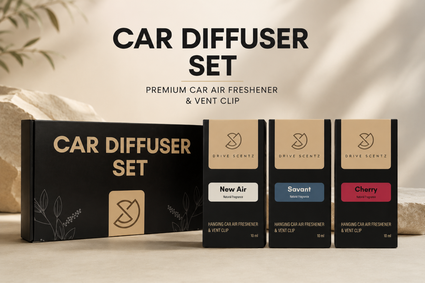 Cherry, New Air & Savant - Car Diffuser Set Fragance - Pack x 3
